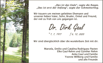 Traueranzeige von Dirk Gaul von vrm-trauer