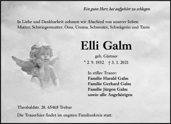 Traueranzeige von Elli Galm von vrm-trauer