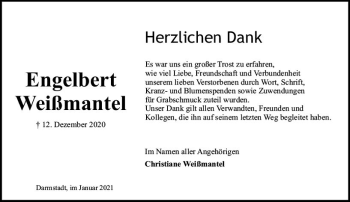 Traueranzeige von Engelbert Weißmantel von vrm-trauer