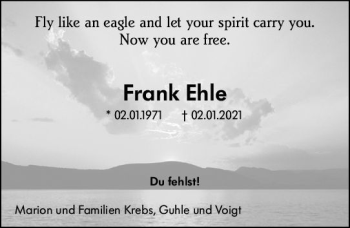 Traueranzeige von Frank Ehle von vrm-trauer