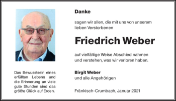 Traueranzeige von Friedrich Weber von vrm-trauer
