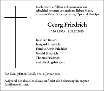 Traueranzeige von Georg Friedrich von vrm-trauer