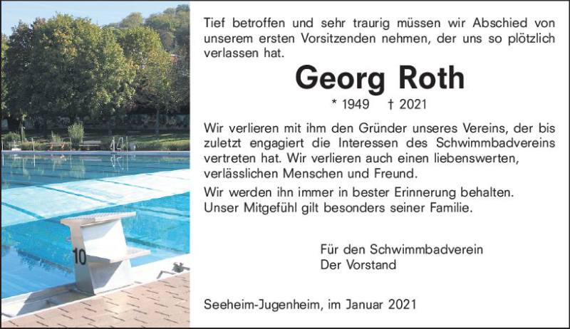  Traueranzeige für Georg Roth vom 23.01.2021 aus vrm-trauer