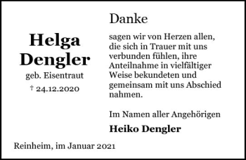 Traueranzeige von Heiko Dengler von vrm-trauer