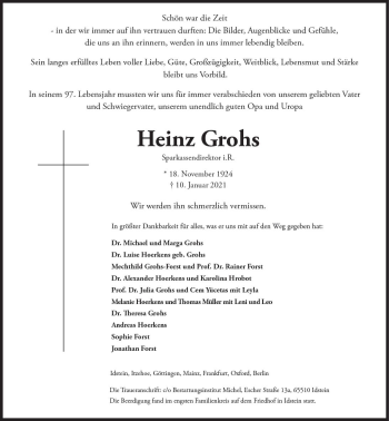 Traueranzeige von Heinz Grohs von vrm-trauer