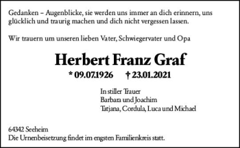 Traueranzeige von Herbert Franz Graf von vrm-trauer