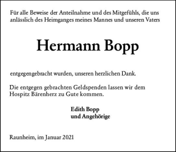 Traueranzeige von Hermann Bopp von vrm-trauer