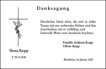 Traueranzeige von Ilona Kopp von vrm-trauer