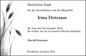 Traueranzeige von Irma Dotzauer von vrm-trauer