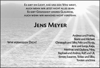Traueranzeige von Jens Meyer von vrm-trauer