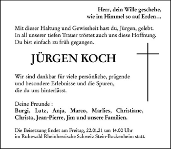 Traueranzeige von Jürgen Koch von vrm-trauer