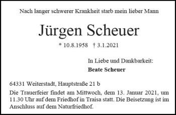 Traueranzeige von Jürgen Scheuer von vrm-trauer