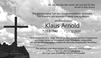 Traueranzeige von Klaus Arnold von vrm-trauer