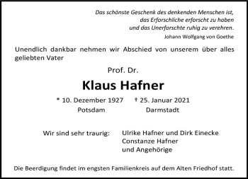 Traueranzeige von Klaus Hafner von vrm-trauer