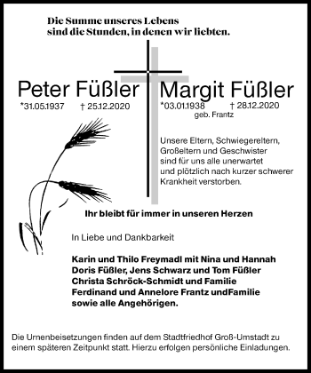 Traueranzeige von Margit Füßler von vrm-trauer