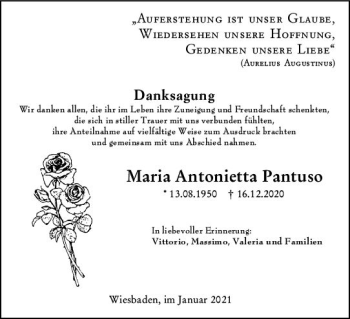 Traueranzeige von Maria Antonietta Pantuso von vrm-trauer