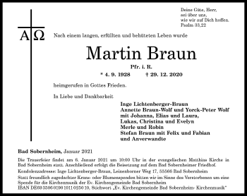 Traueranzeige von Martin Braun von vrm-trauer
