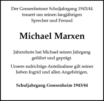 Traueranzeige von Michael Marxen von vrm-trauer