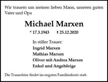Traueranzeige von Michael Marxen von vrm-trauer