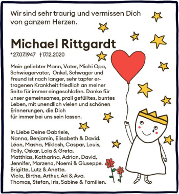Traueranzeige von Michael Rittgardt von vrm-trauer
