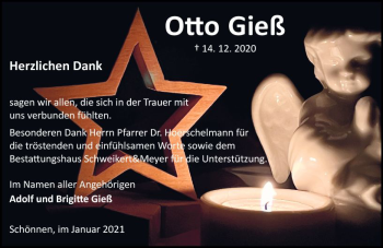 Traueranzeige von Otto Gieß von vrm-trauer