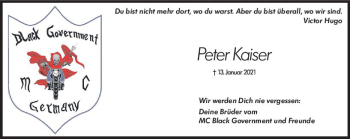 Traueranzeige von Peter Kaiser von vrm-trauer