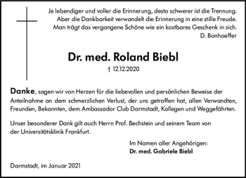 Traueranzeige von Roland Biebl von vrm-trauer