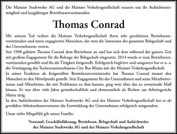 Traueranzeige von Thomas Conrad von vrm-trauer