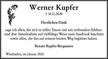 Traueranzeige von Werner Kupfer von vrm-trauer
