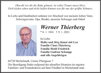 Traueranzeige von Werner Thierberg von vrm-trauer