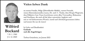 Traueranzeige von Wilfried Bockard von vrm-trauer
