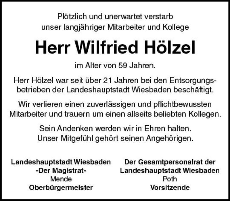  Traueranzeige für Wilfried Hölzel vom 16.01.2021 aus vrm-trauer