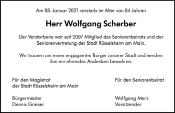 Traueranzeige von Wolfgang Scherber von vrm-trauer