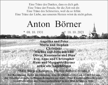 Traueranzeige von Anton Börner von vrm-trauer