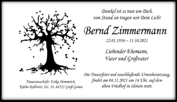 Traueranzeige von Bernd Zimmermann von vrm-trauer