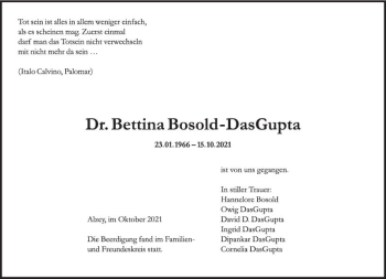 Traueranzeige von Bettina Bosold-DasGupta von vrm-trauer