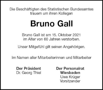 Traueranzeige von Bruno Gall von vrm-trauer