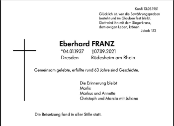 Traueranzeige von Eberhard Franz von vrm-trauer