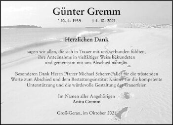 Traueranzeige von Günter Gremm von vrm-trauer