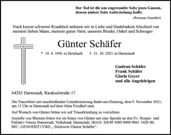Traueranzeige von Günter Schäfer von vrm-trauer