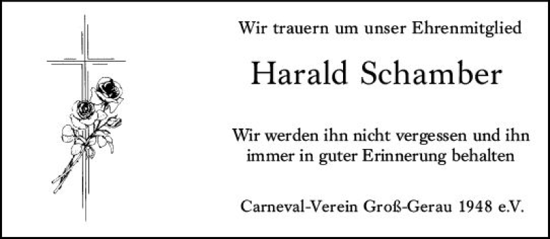  Traueranzeige für Harald Schamber vom 19.10.2021 aus vrm-trauer