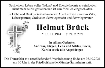 Traueranzeige von Helmut Brück von vrm-trauer