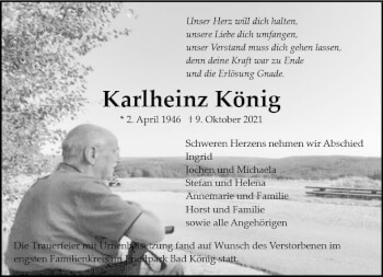 Traueranzeige von Karlheinz König von vrm-trauer