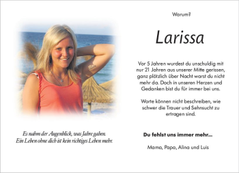 Traueranzeige von Larissa Gördel von vrm-trauer