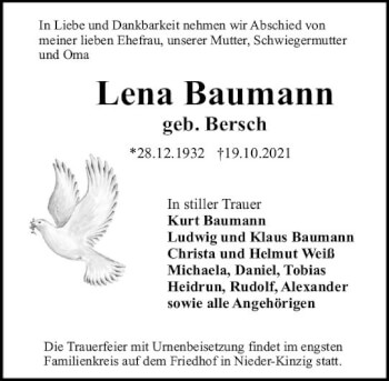 Traueranzeige von Lena Baumann von vrm-trauer