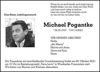 Traueranzeige von Michael Pogantke von vrm-trauer