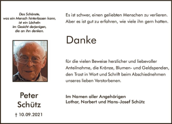 Traueranzeige von Peter Schütz von vrm-trauer
