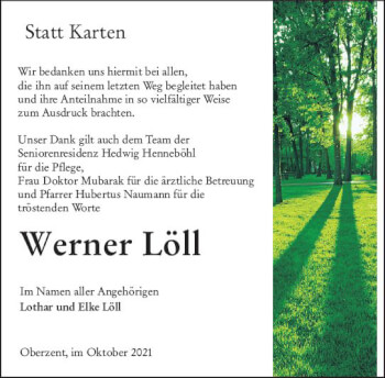 Traueranzeige von Werner Löll von vrm-trauer