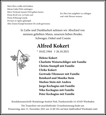 Traueranzeige von Alfred Kokert von vrm-trauer