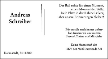 Traueranzeige von Andreas Schreiber von vrm-trauer